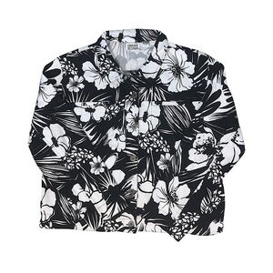 Chico’s Womens Hibiscus Black and White Floral Jacket